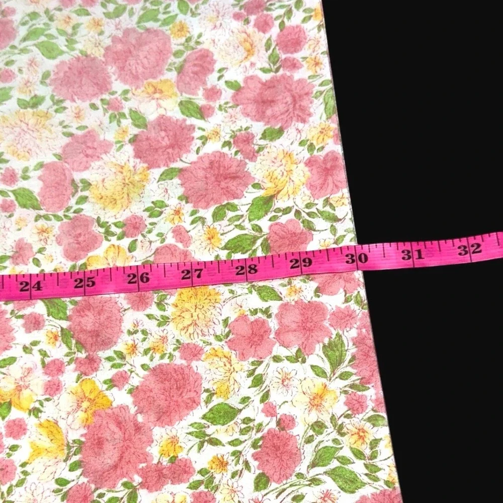 Vintage Cannon Royal Family Floral Pillowcase Set Pink Yellow Percale Made USA